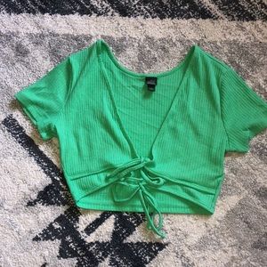 Green summer crop top